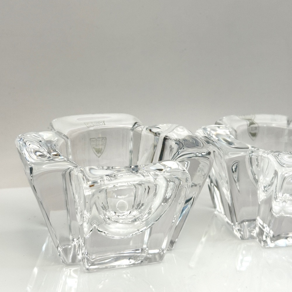 Vintage Orrefors Max Crystal Cross Votive Tealight Holders Pair Anna Ehrner - Picture 5 of 16